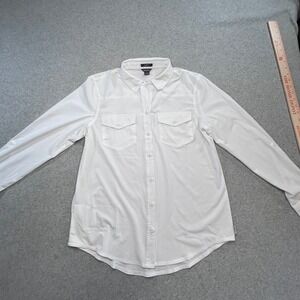Eddie Bauer Button Down Shirt Womens Small White Excellent Roll Tab Classic Fit